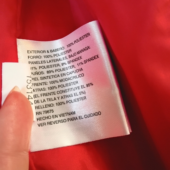 Michael Kors Red Coat Belted MK Designer Jacket  Black Fur Hood - Picture 6 of 16